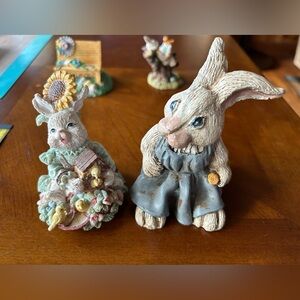 Spring Easter Bunny Rabbit Lot of 9 Resin/Porcelain Figurines Decor Egg Chick